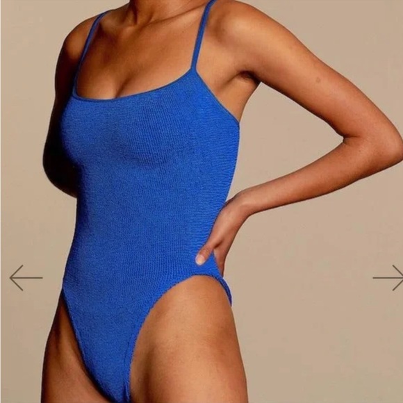 New Hunza G Pamela Royal Blue Swimsuit Crinkle Monokini One Piece Rare Stretchy - Picture 10 of 13